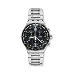 Montre SWATCH New irony Night flight chrono homme bracelet acier inoxydable gris