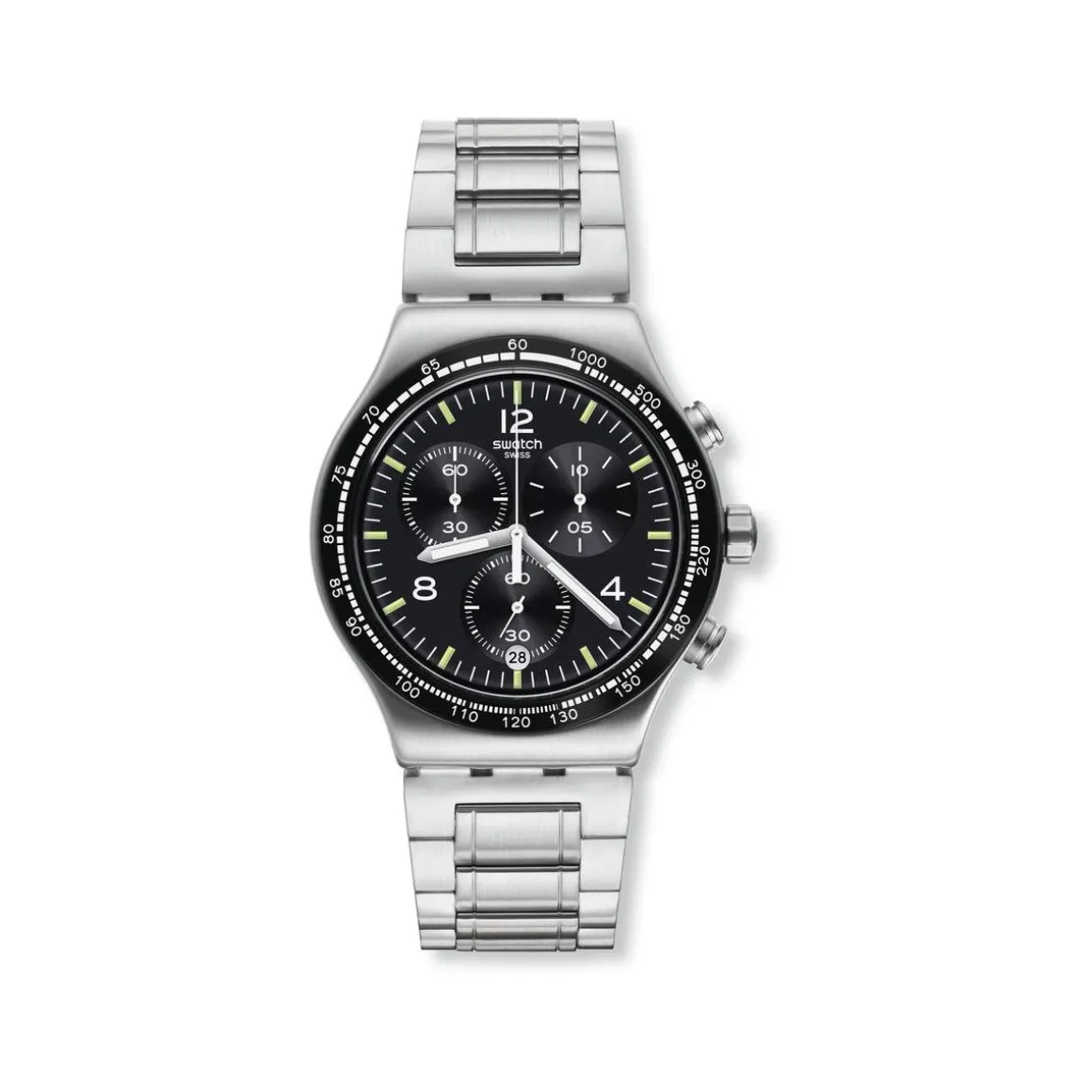 Montre SWATCH New irony Night flight chrono homme bracelet acier inoxydable gris