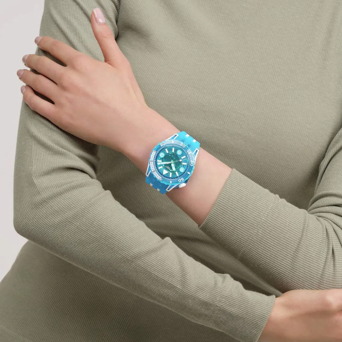 Montre SWATCH scubaqua homme cadran bleu bracelet caoutchouc bleu