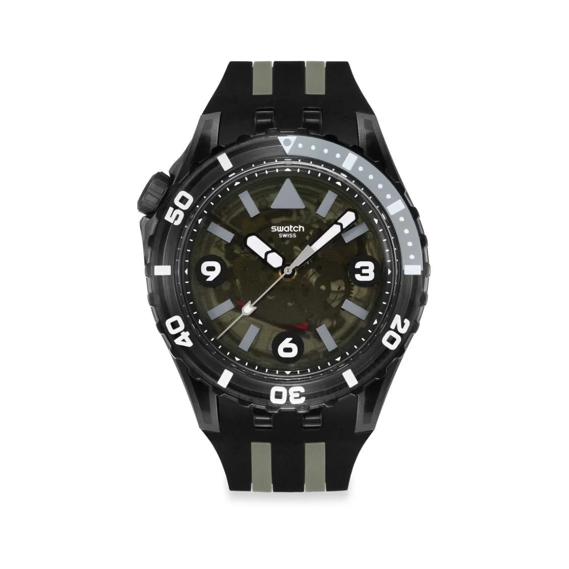 Montre SWATCH scubaqua homme cadran bleu bracelet caoutchouc noir