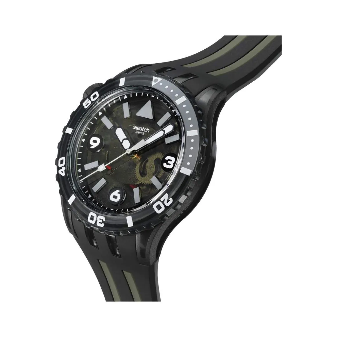 Montre SWATCH scubaqua homme cadran bleu bracelet caoutchouc noir