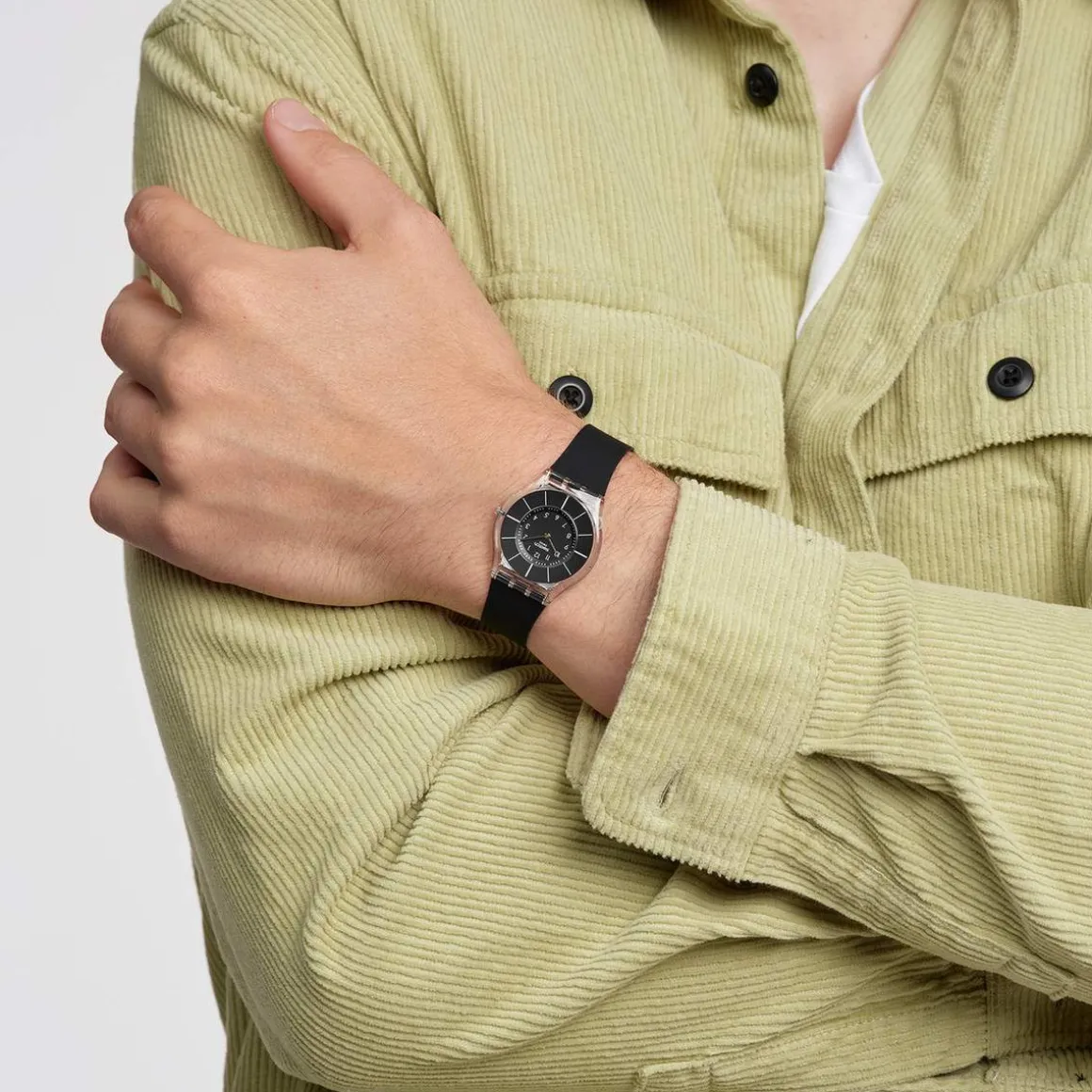 Montre SWATCH Skin classic biosourced Black classiness homme bracelet matériau biosourcé noir