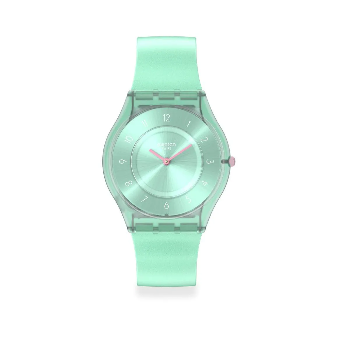 Montre SWATCH Skin Classic biosourced Pastelicious teal femme bracelet silicone vert