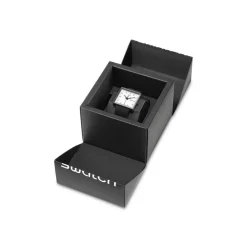 Montre SWATCH Square bioceramic What if black? homme bracelet matériau biosourcé noir
