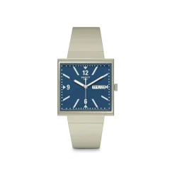 Montre SWATCH Square bioceramic What if beige? homme bracelet matériau biosourcé beige