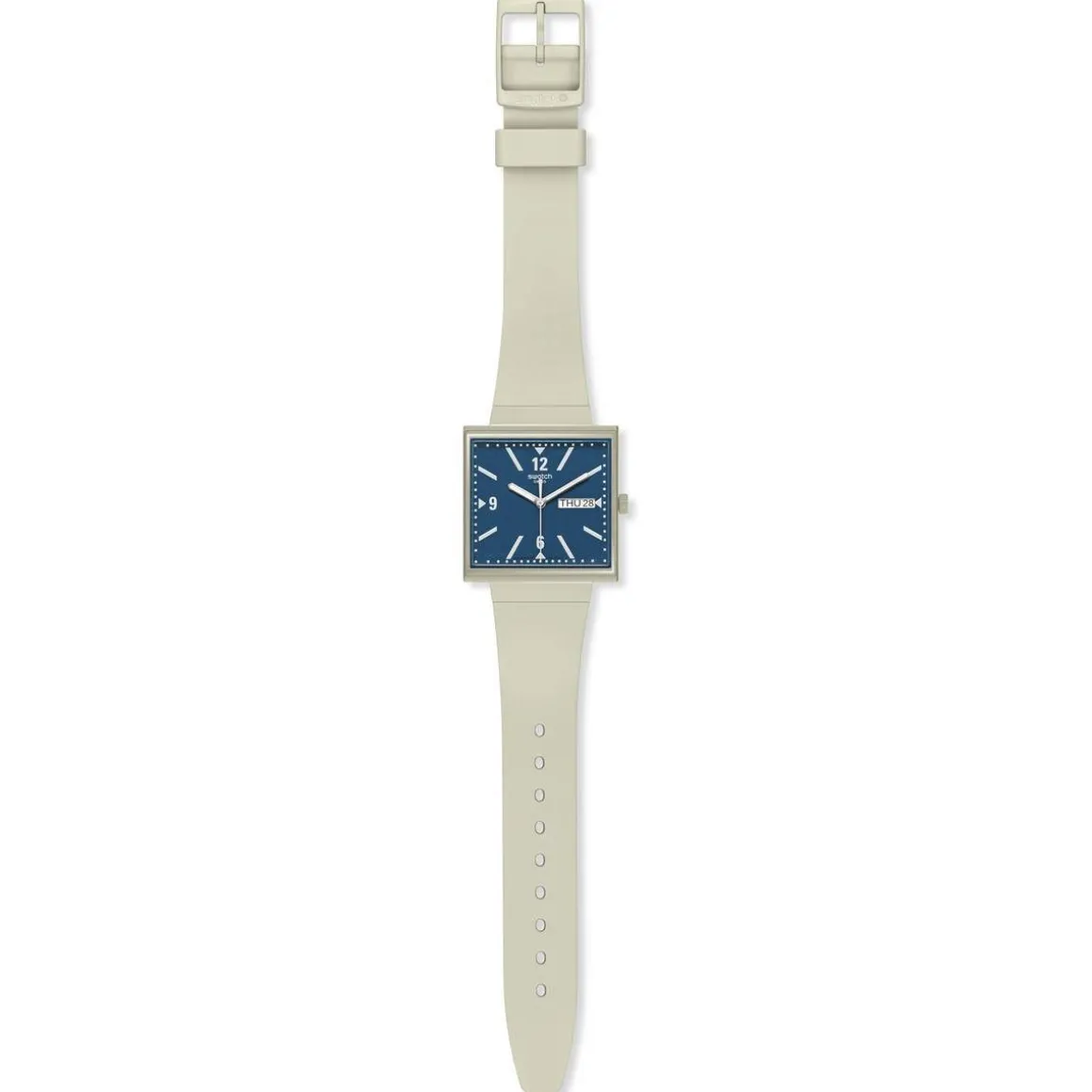 Montre SWATCH Square bioceramic What if beige? homme bracelet matériau biosourcé beige