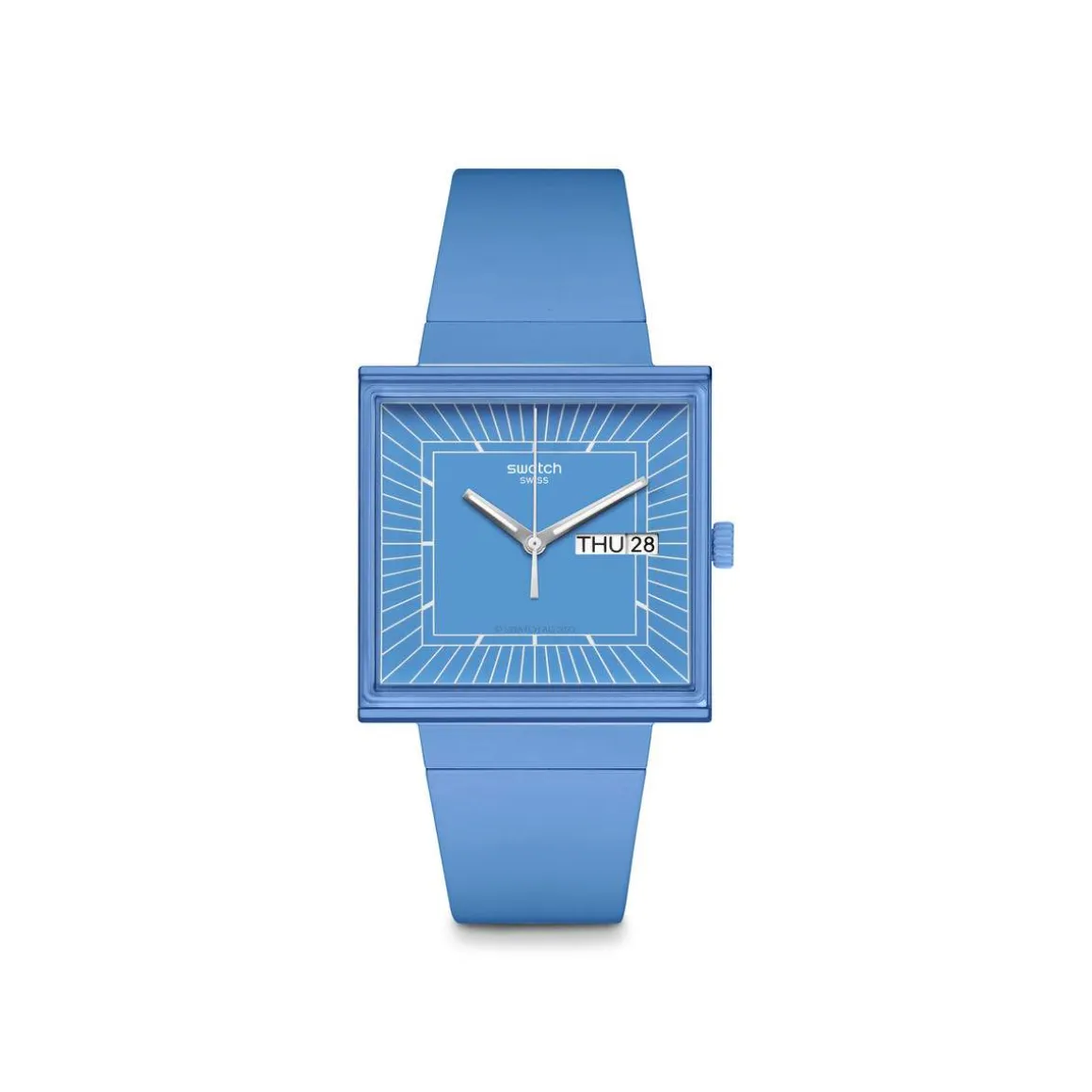 Montre SWATCH Square bioceramic What if sky? homme bracelet matériau biosourcé bleu