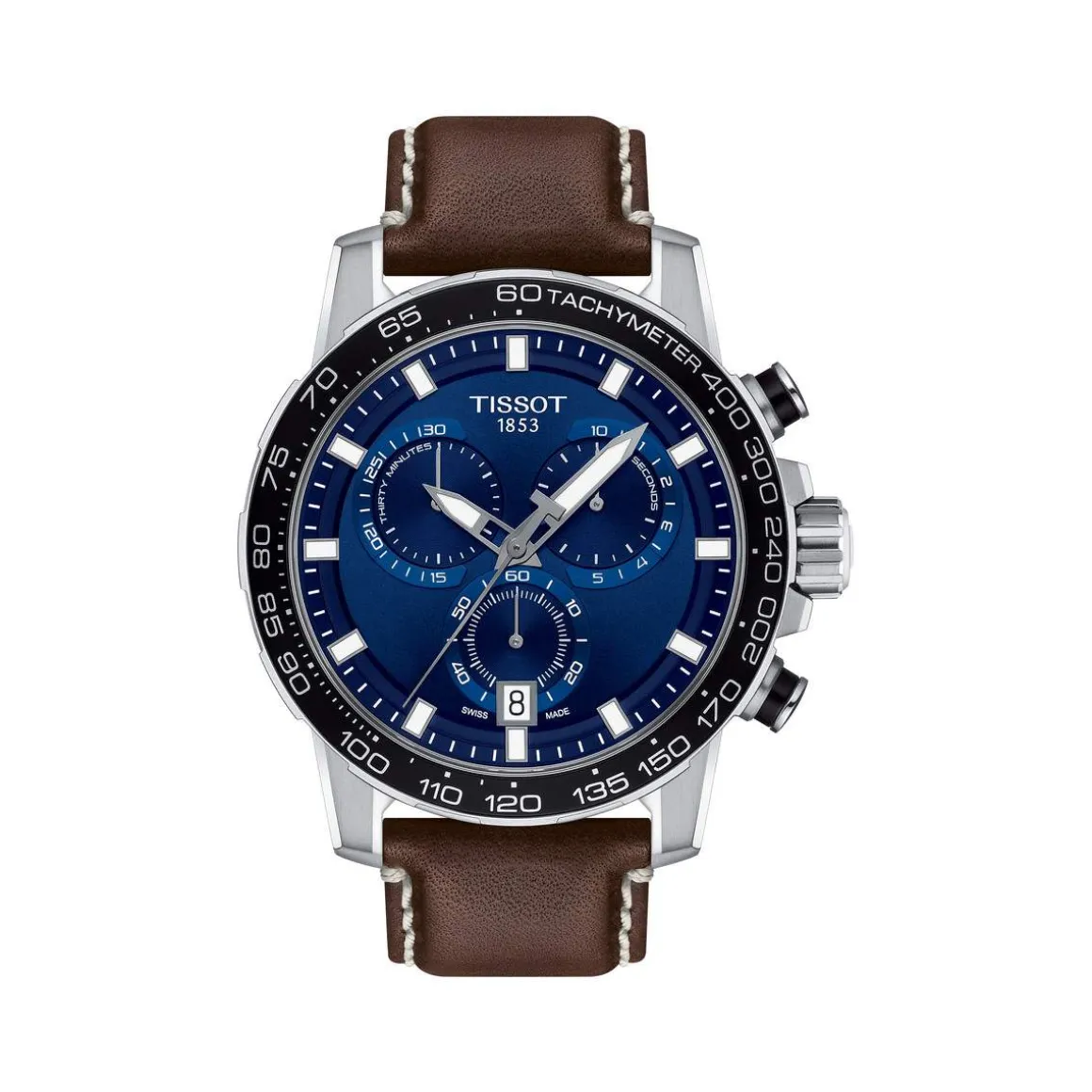 Montre Tissot homme chronographe acier cuir marron