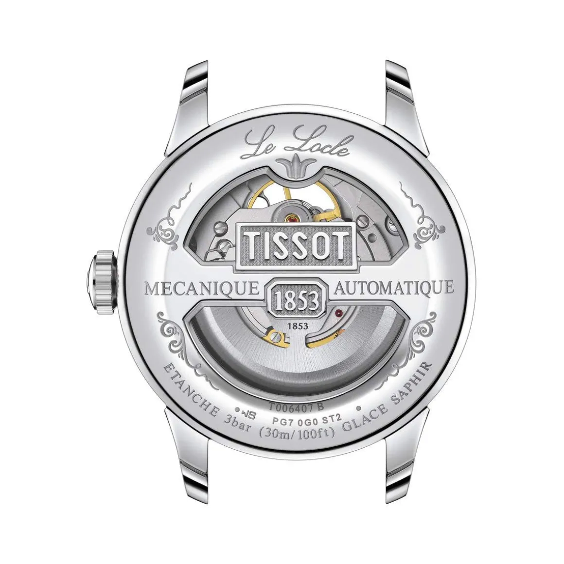 Montre TISSOT LE LOCLE POWERMATIC 80 OPEN HEART homme automatique cadran gris bracelet synthétique embossé façon alligator brun