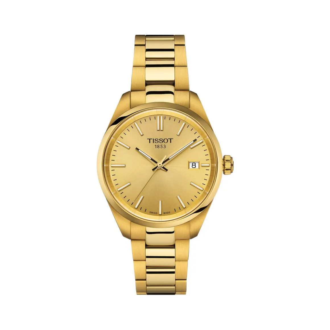 Montre TISSOT PR100 mixte cadran doré bracelet PVD doré