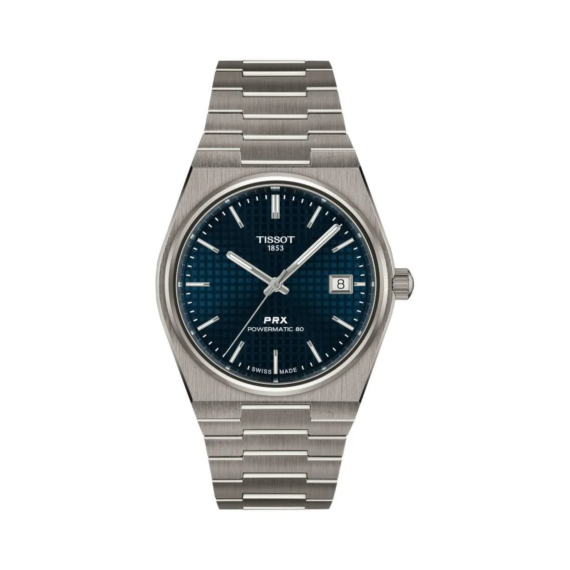 Montre TISSOT prx homme automatique, bracelet titane gris