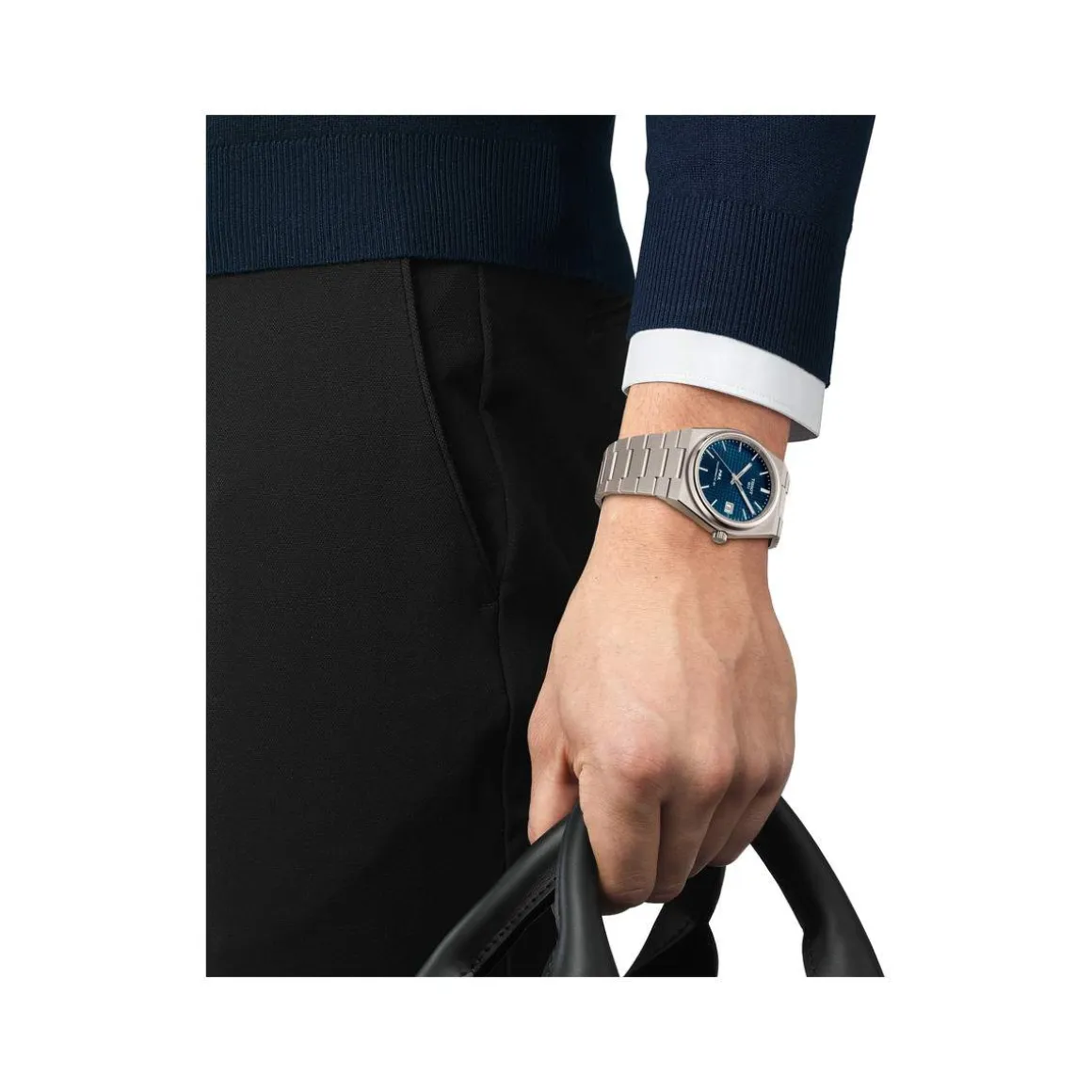 Montre TISSOT prx homme automatique, bracelet titane gris