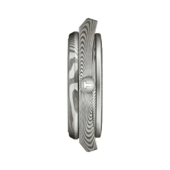 Montre TISSOT prx homme automatique, bracelet cuir noir, boitier acier Damas marbré