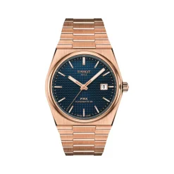 Montre TISSOT PRX POWERMATIC 80 homme automatique cadran bleu bracelet acier inoxydable doré rose