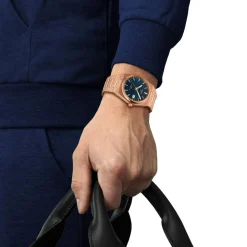 Montre TISSOT PRX POWERMATIC 80 homme automatique cadran bleu bracelet acier inoxydable doré rose