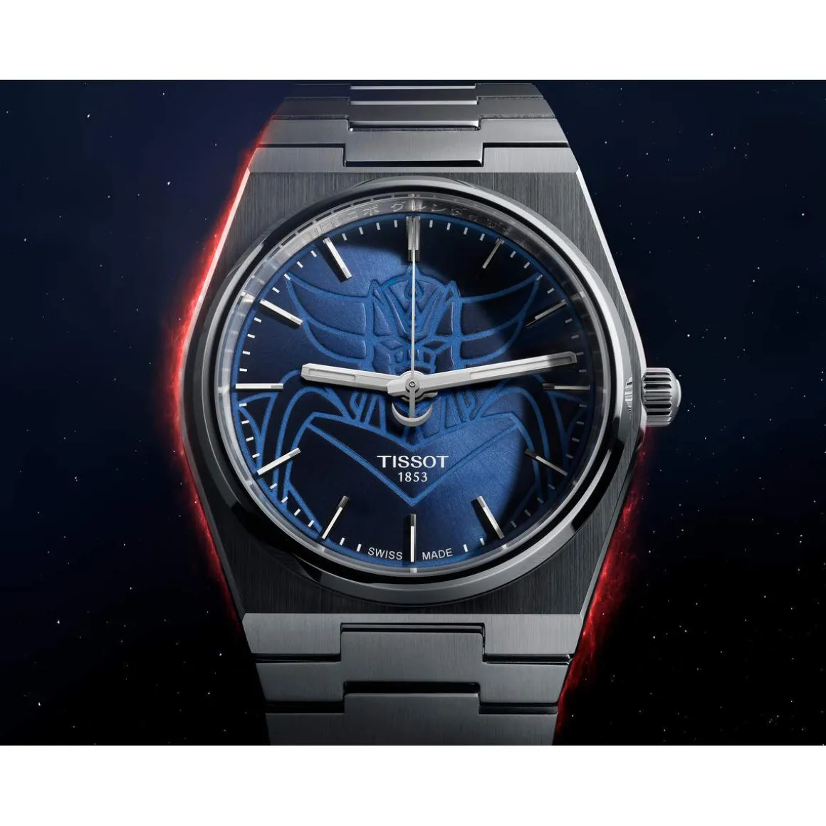 Montre TISSOT PRX UFO Robot Goldorak Edition limitée homme automatique cadran bleu, bracelet acier inoxydable