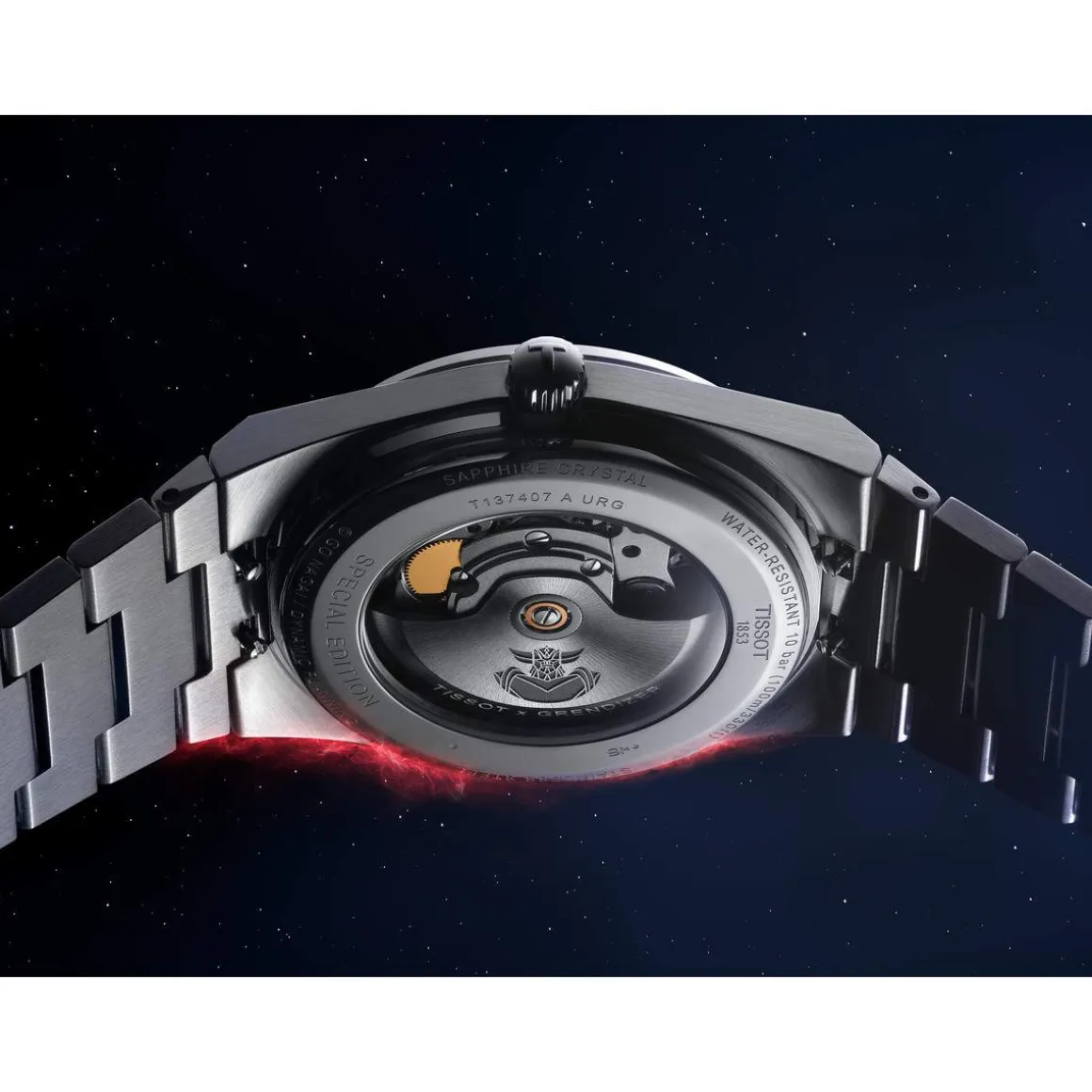Montre TISSOT PRX UFO Robot Goldorak Edition limitée homme automatique cadran bleu, bracelet acier inoxydable