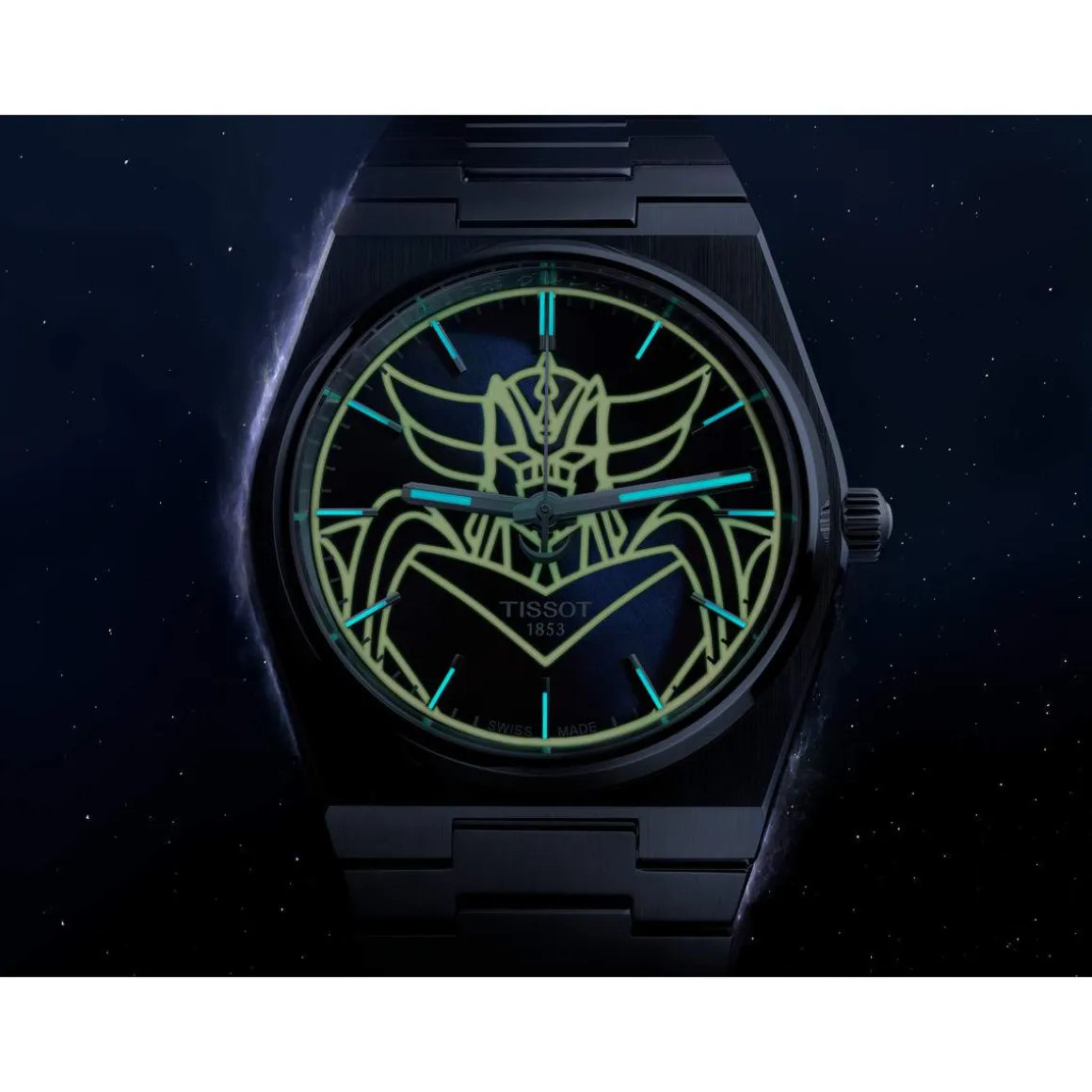 Montre TISSOT PRX UFO Robot Goldorak Edition limitée homme automatique cadran bleu, bracelet acier inoxydable