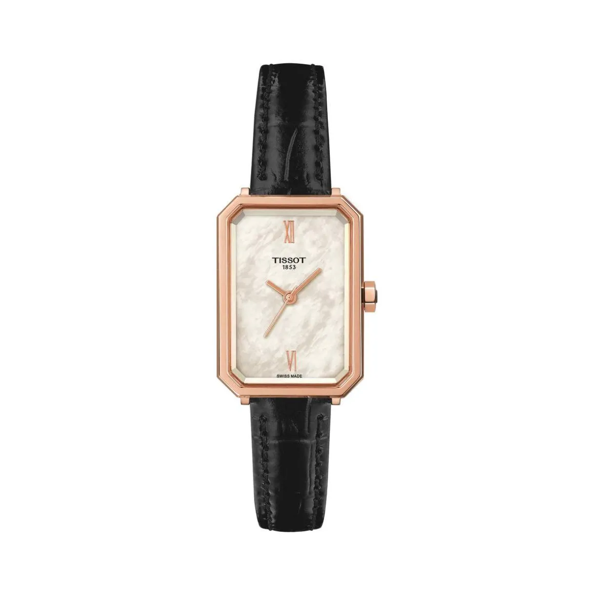 Montre TISSOT SRV femme cadran blanc bracelet cuir noir