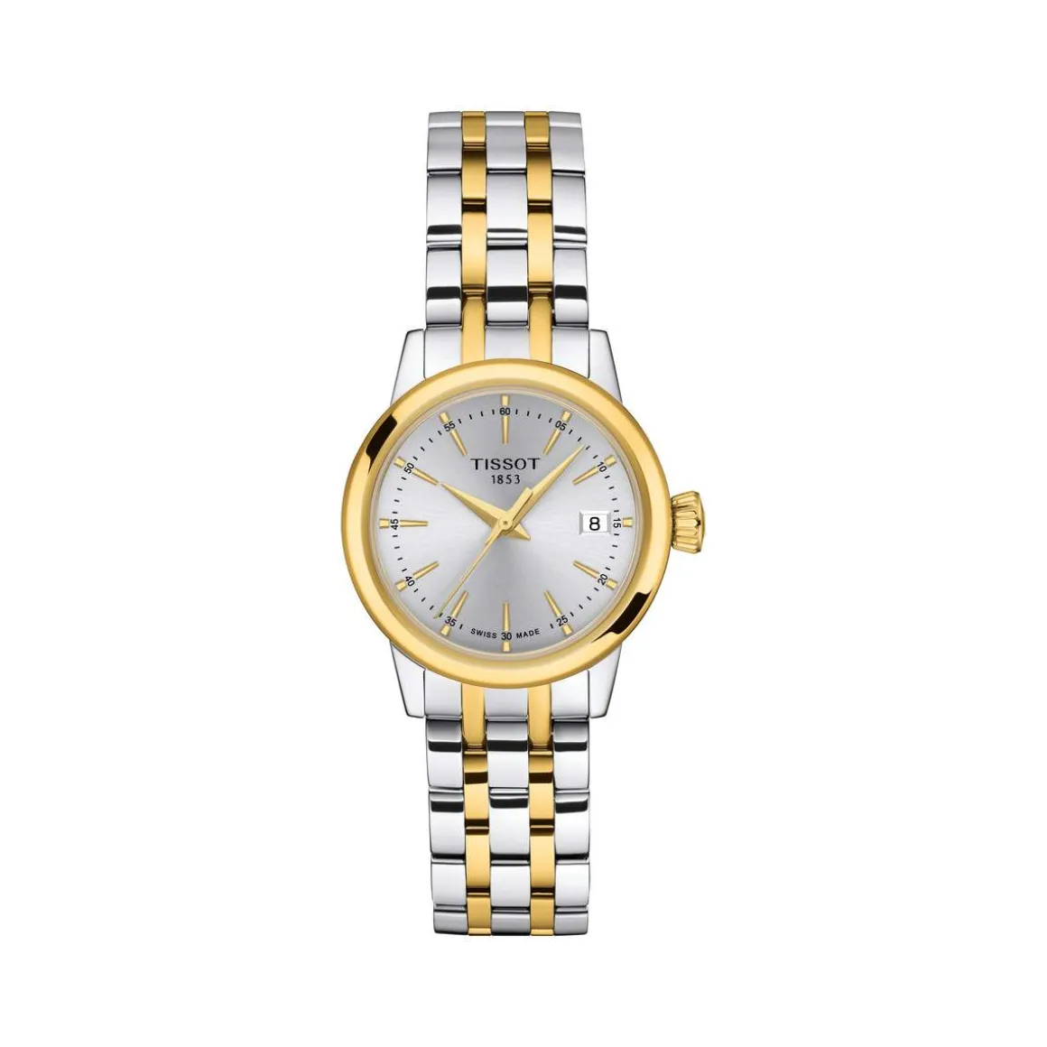 Montre TISSOT T-CLASSIC DREAM femme cadran gris bracelet acier inoxydable bicolore doré