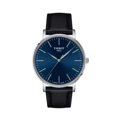 Montre TISSOT T-CLASSIC EVERYTIME homme cadran bleu bracelet cuir noir