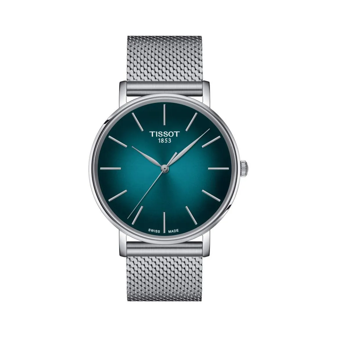 Montre TISSOT T-CLASSIC EVERYTIME mixte cadran vert bracelet acier gris