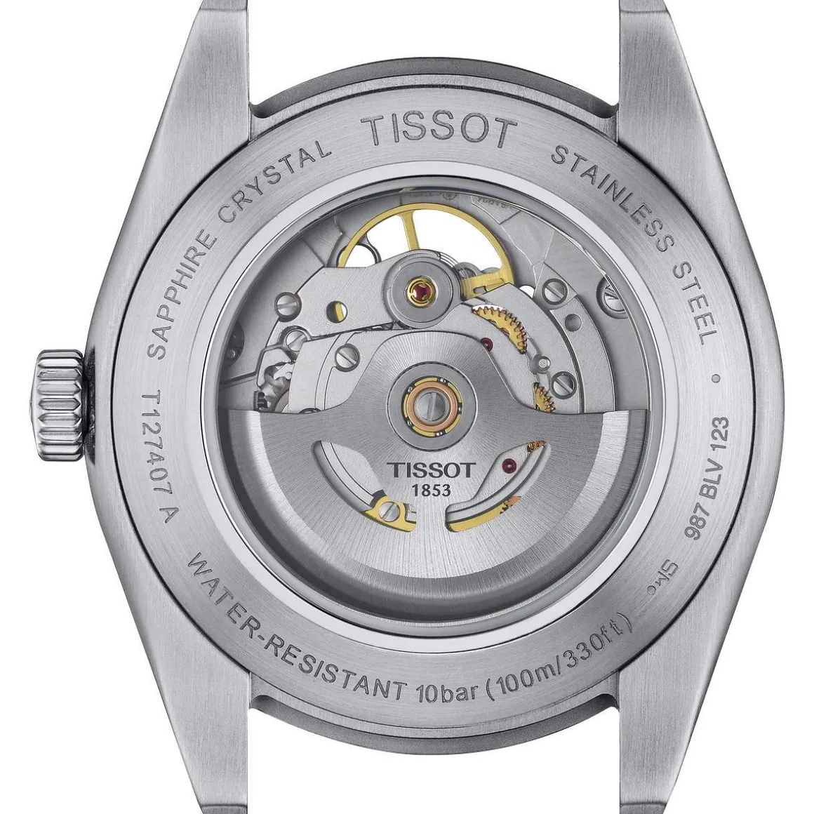 Montre TISSOT T-CLASSIC GENTLEMAN OPEN HEART POWERMATIC 80 mixte automatique cadran bleu bracelet acier inoxydable