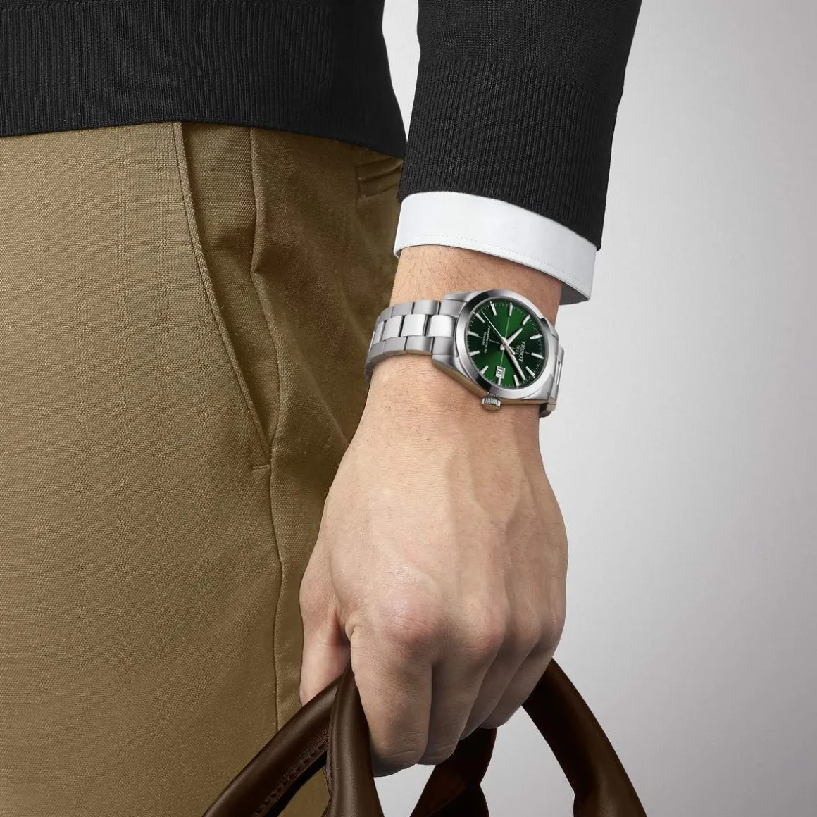 Montre TISSOT T-CLASSIC GENTLEMAN homme automatique cadran vert bracelet acier inoxydable