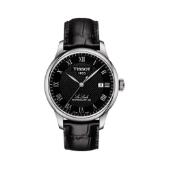 Montre TISSOT T-CLASSIC LE LOCLE POWERMATIC 80 homme automatique cadran noir bracelet cuir noir