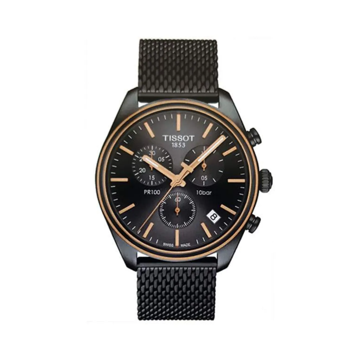 Montre TISSOT T-CLASSIC PR100 homme cadran noir bracelet PVD noir