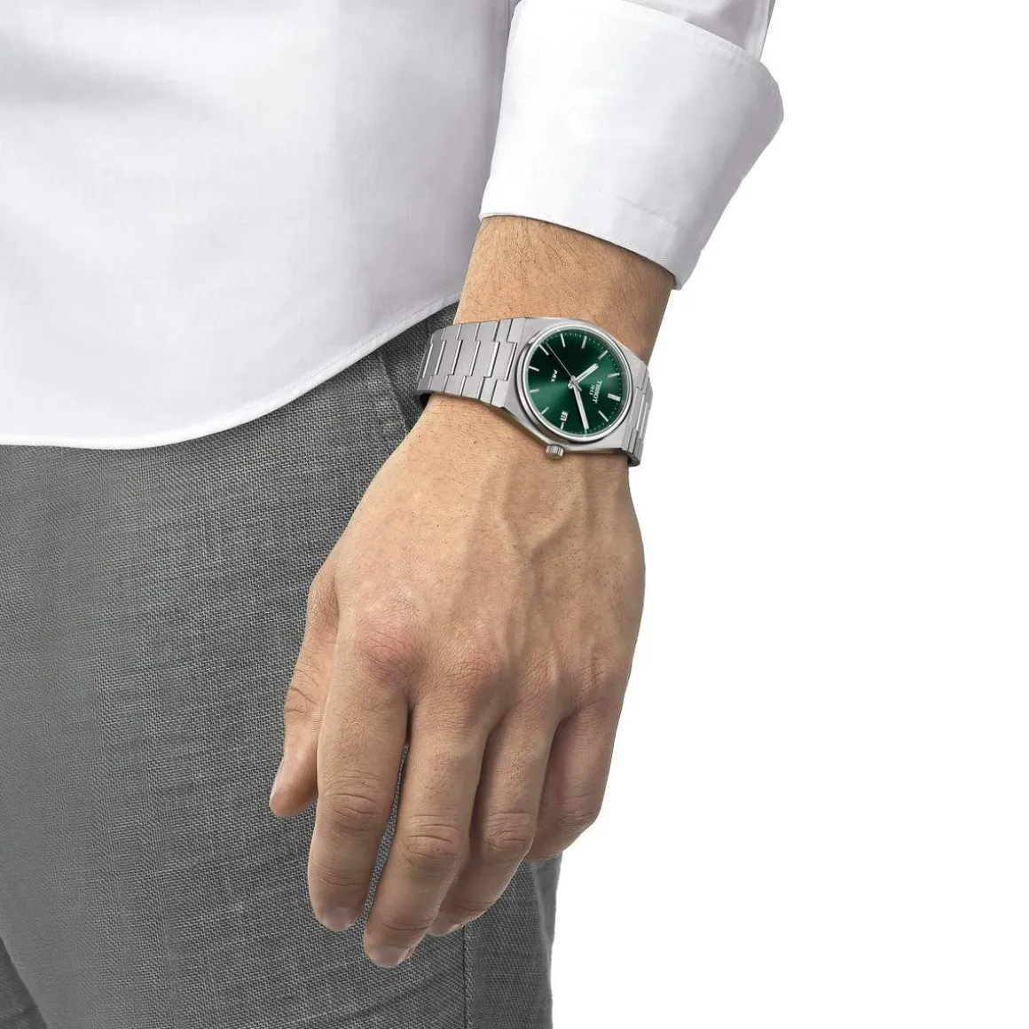 Montre TISSOT T-CLASSIC PRX homme cadran vert bracelet acier inoxydable