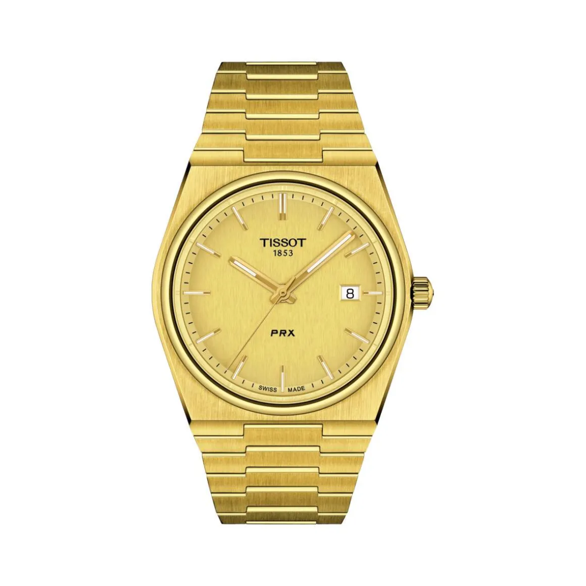 Montre TISSOT T-CLASSIC PRX homme cadran champagne bracelet PVD doré