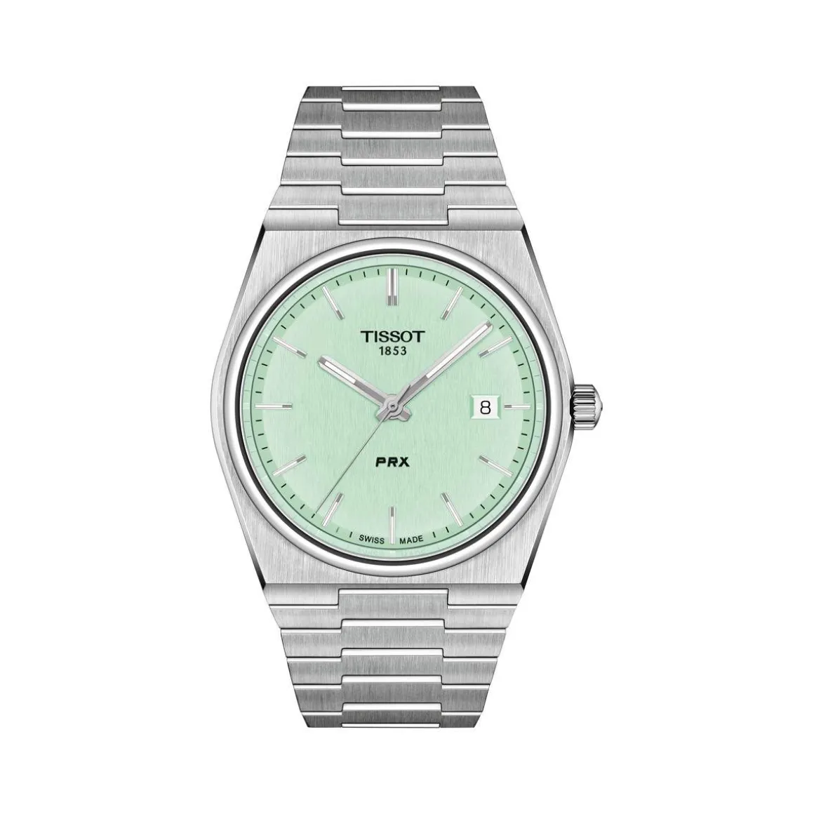 Montre TISSOT T-CLASSIC PRX 40 homme cadran vert bracelet acier gris