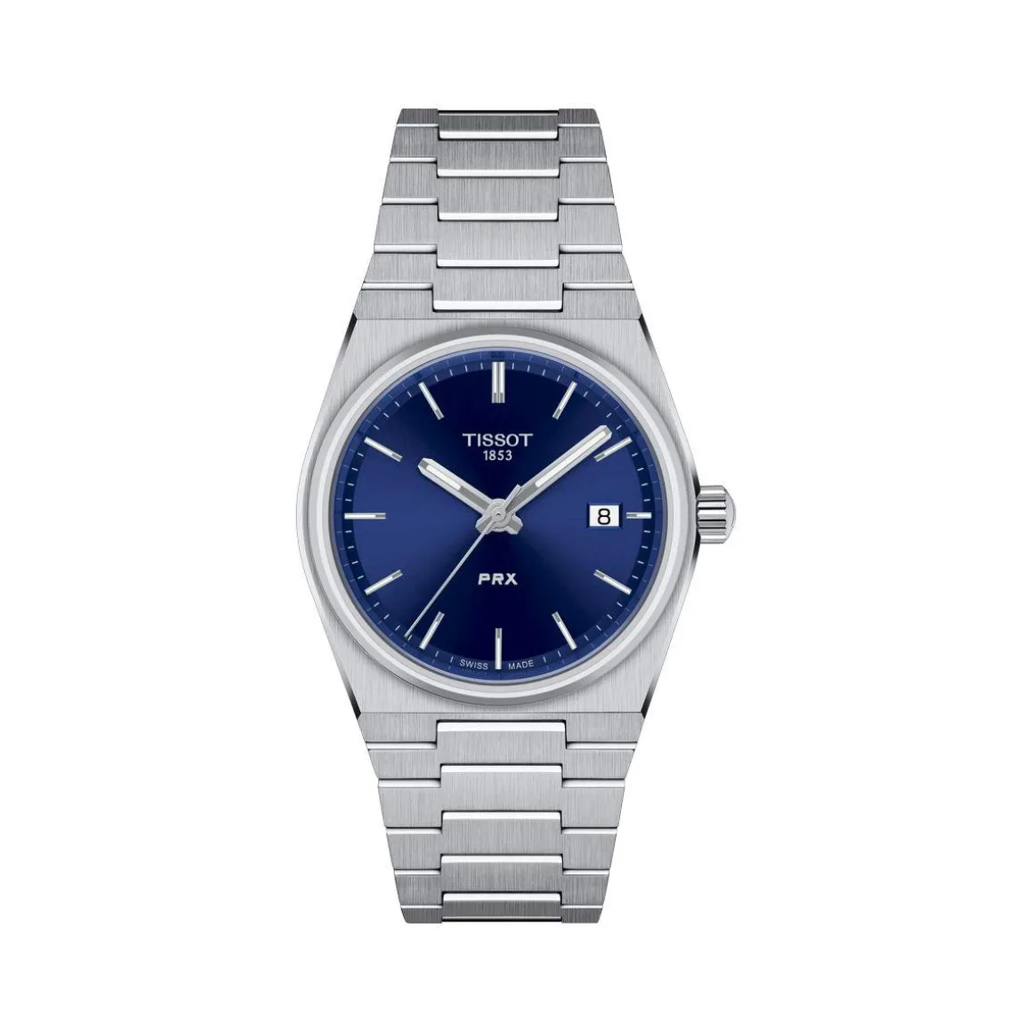 Montre TISSOT T-CLASSIC PRX mixte cadran bleu bracelet acier inoxydable