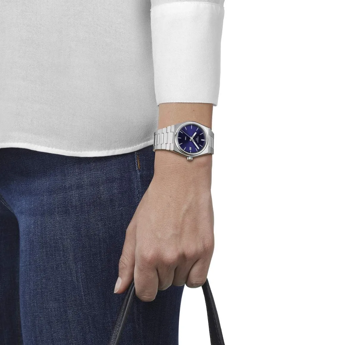 Montre TISSOT T-CLASSIC PRX mixte cadran bleu bracelet acier inoxydable
