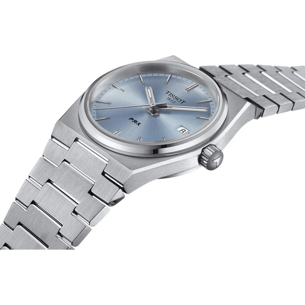 Montre TISSOT T-CLASSIC PRX mixte cadran bleu bracelet acier inoxydable