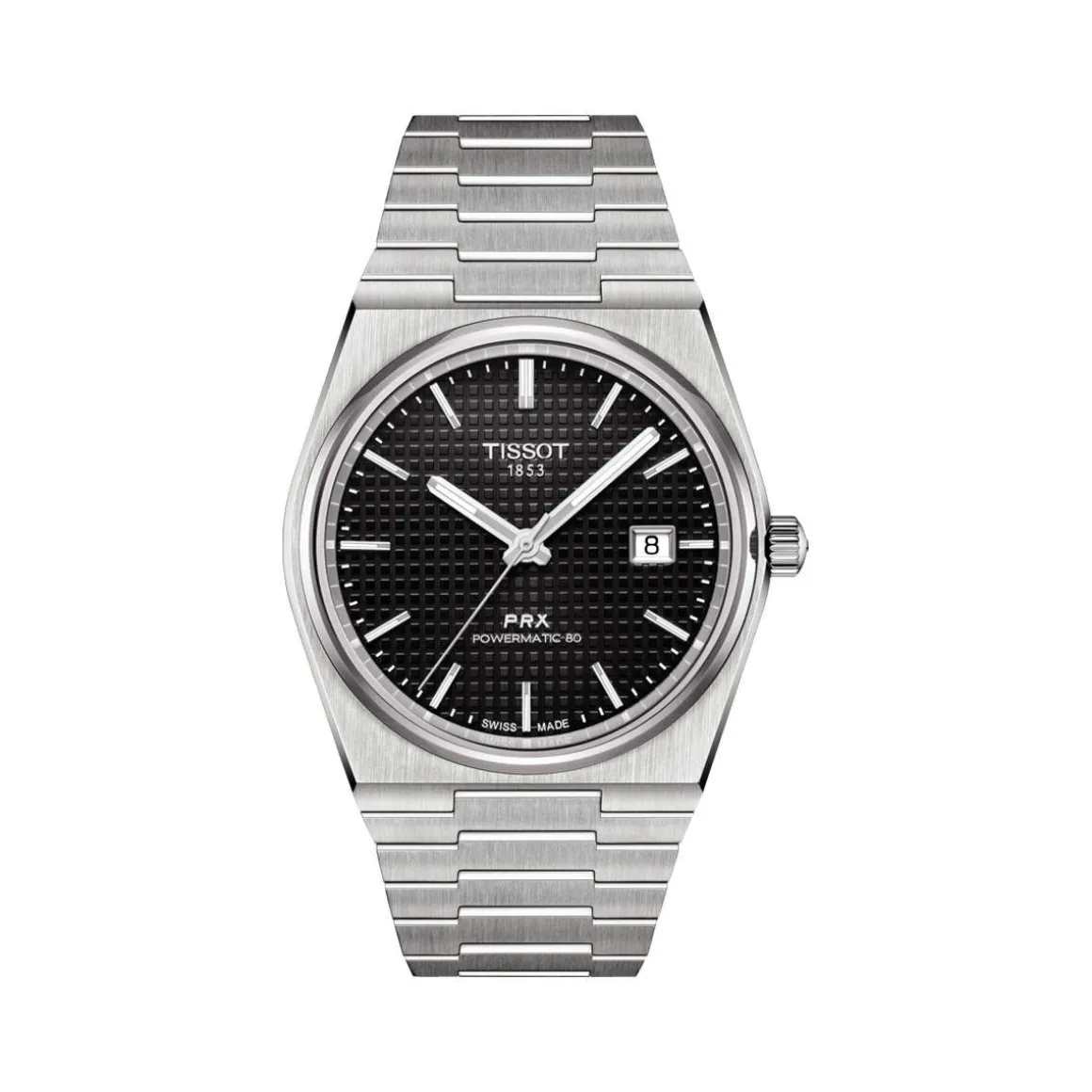 Montre TISSOT T-CLASSIC PRX POWERMATIC 80 homme automatique cadran noir bracelet inoxydable