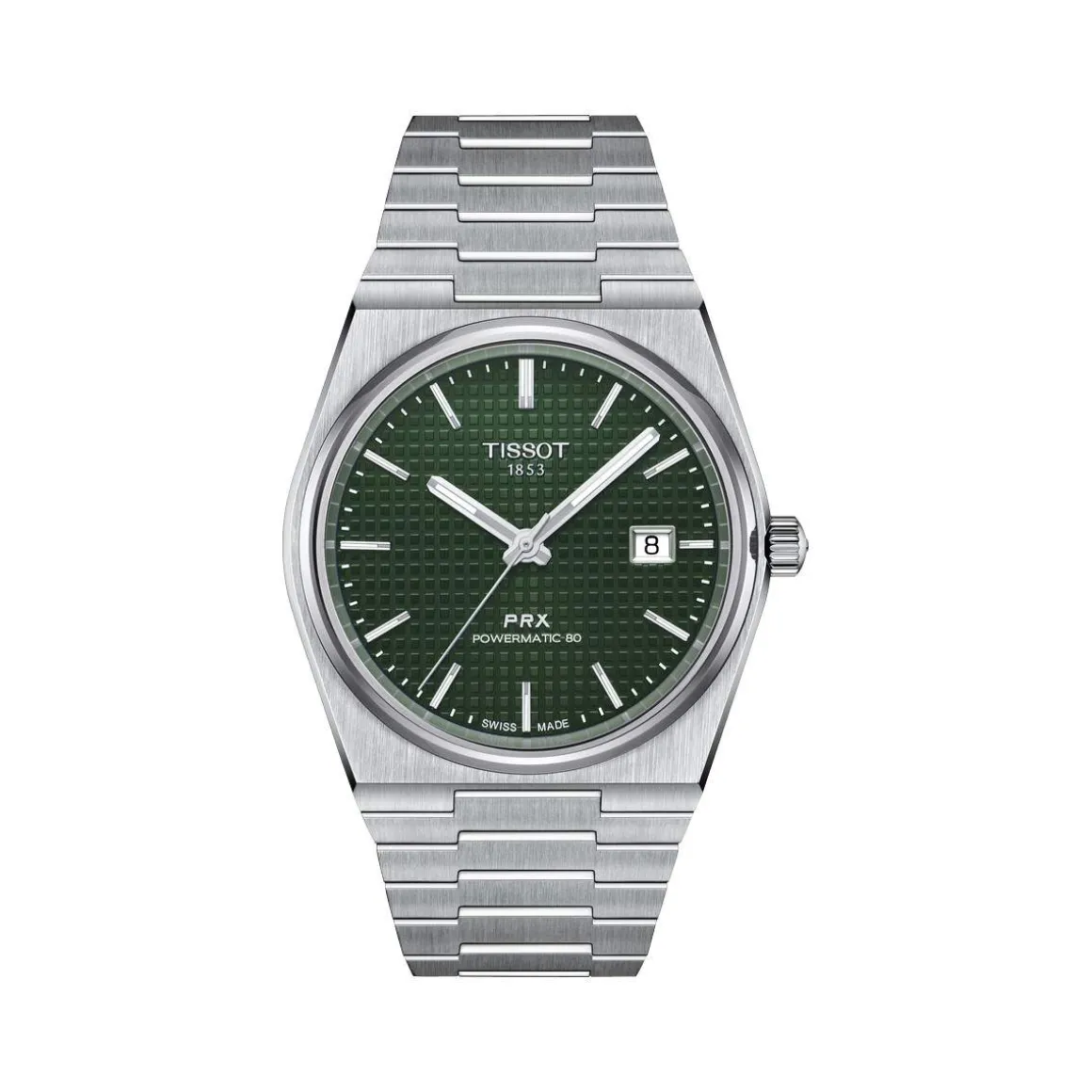 Montre TISSOT T-CLASSIC PRX POWERMATIC 80 homme automatique cadran vert bracelet acier inoxydable