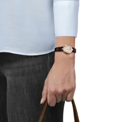 Montre TISSOT T-LADY BELLISSIMA femme cadran gris bracelet cuir brun