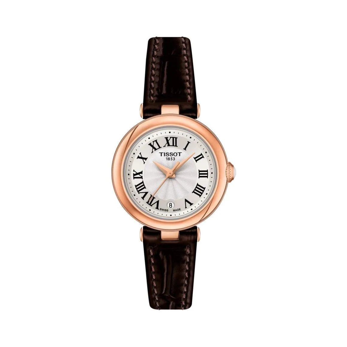 Montre TISSOT T-LADY BELLISSIMA femme cadran gris bracelet cuir brun