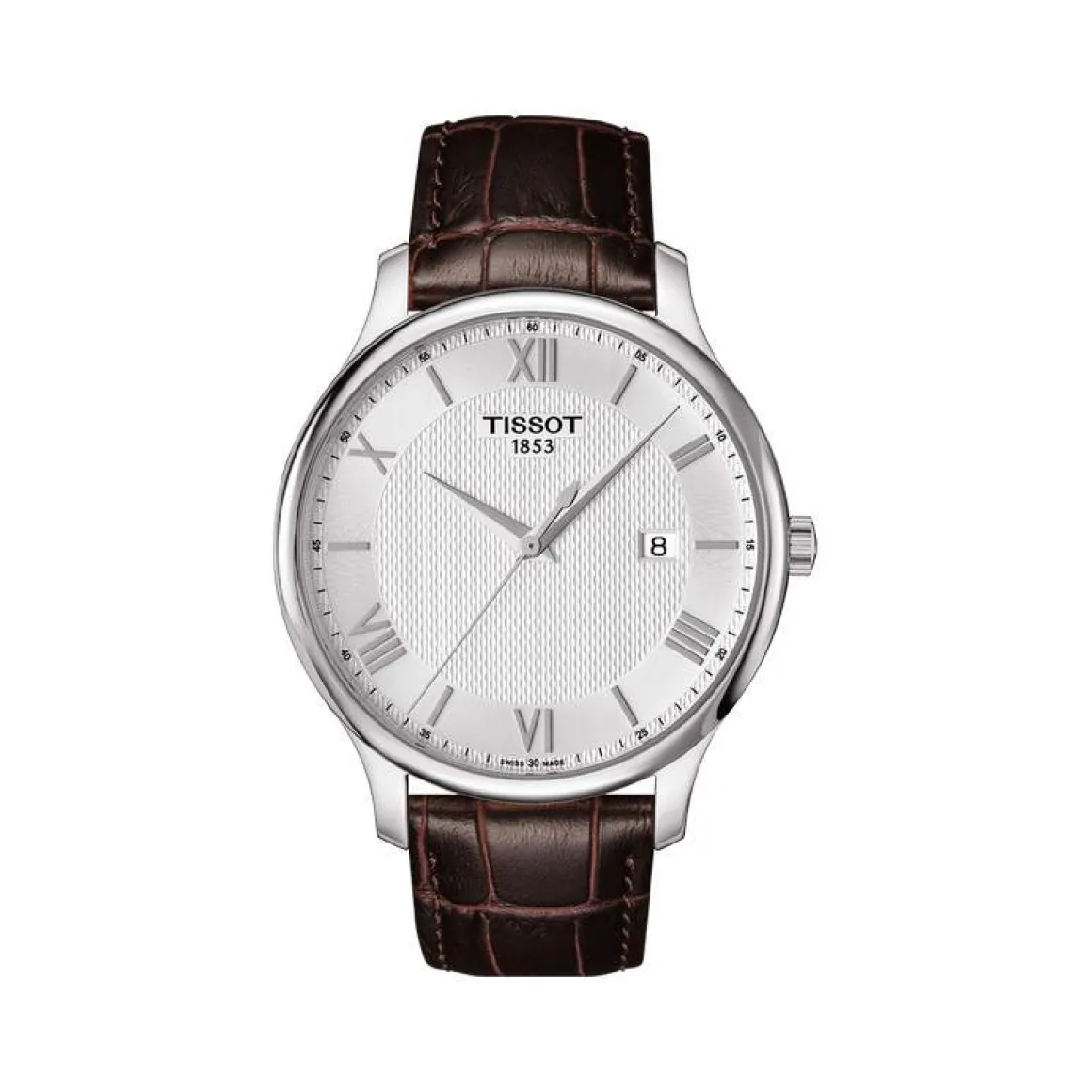 Montre TISSOT TRADITION homme cadran gris bracelet cuir marron