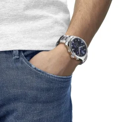 Montre TISSOT T-SPORT CHRONO XL homme cadran bleu bracelet acier inoxydable