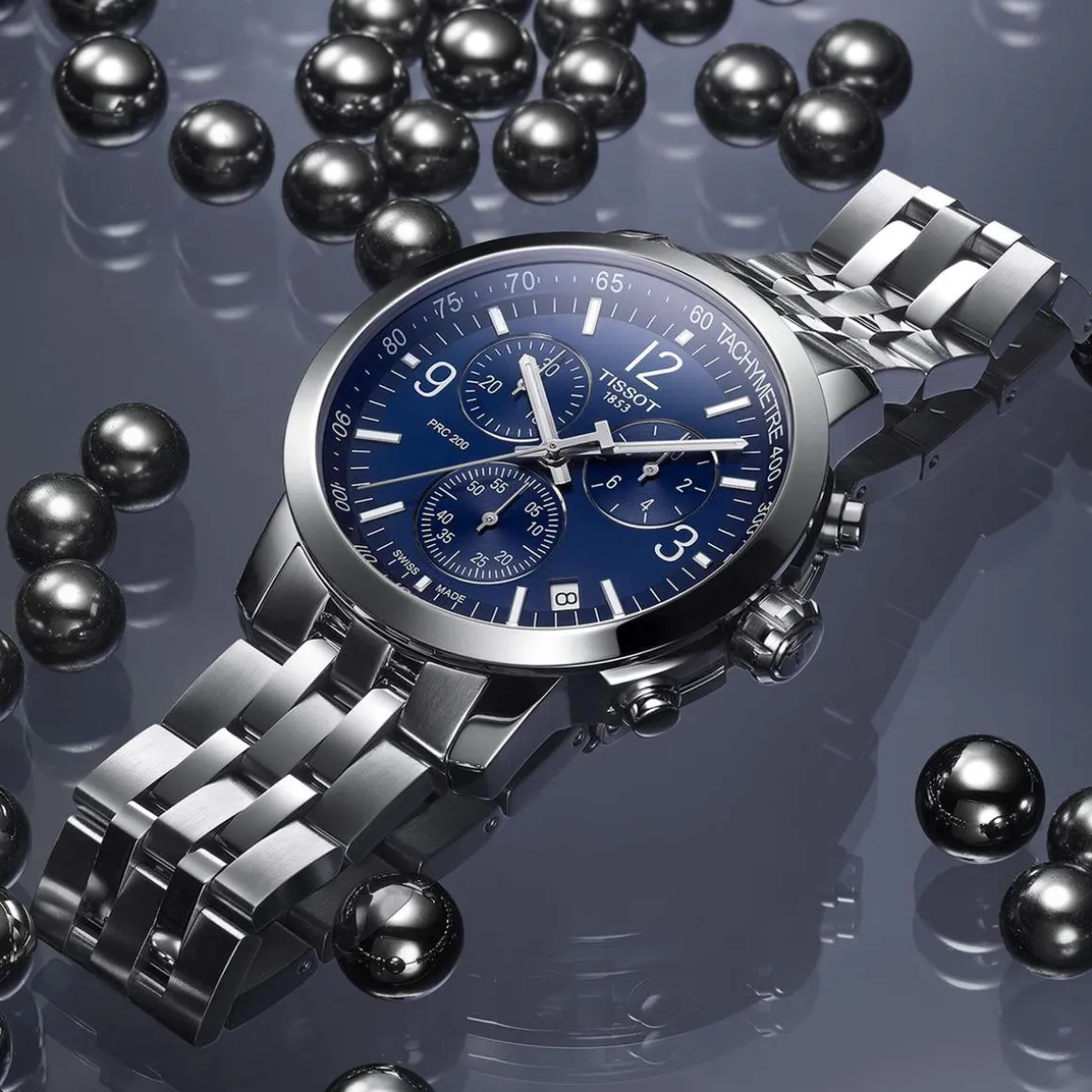 Montre TISSOT T-SPORT PRC 200 homme cadran bleu bracelet acier inoxydable