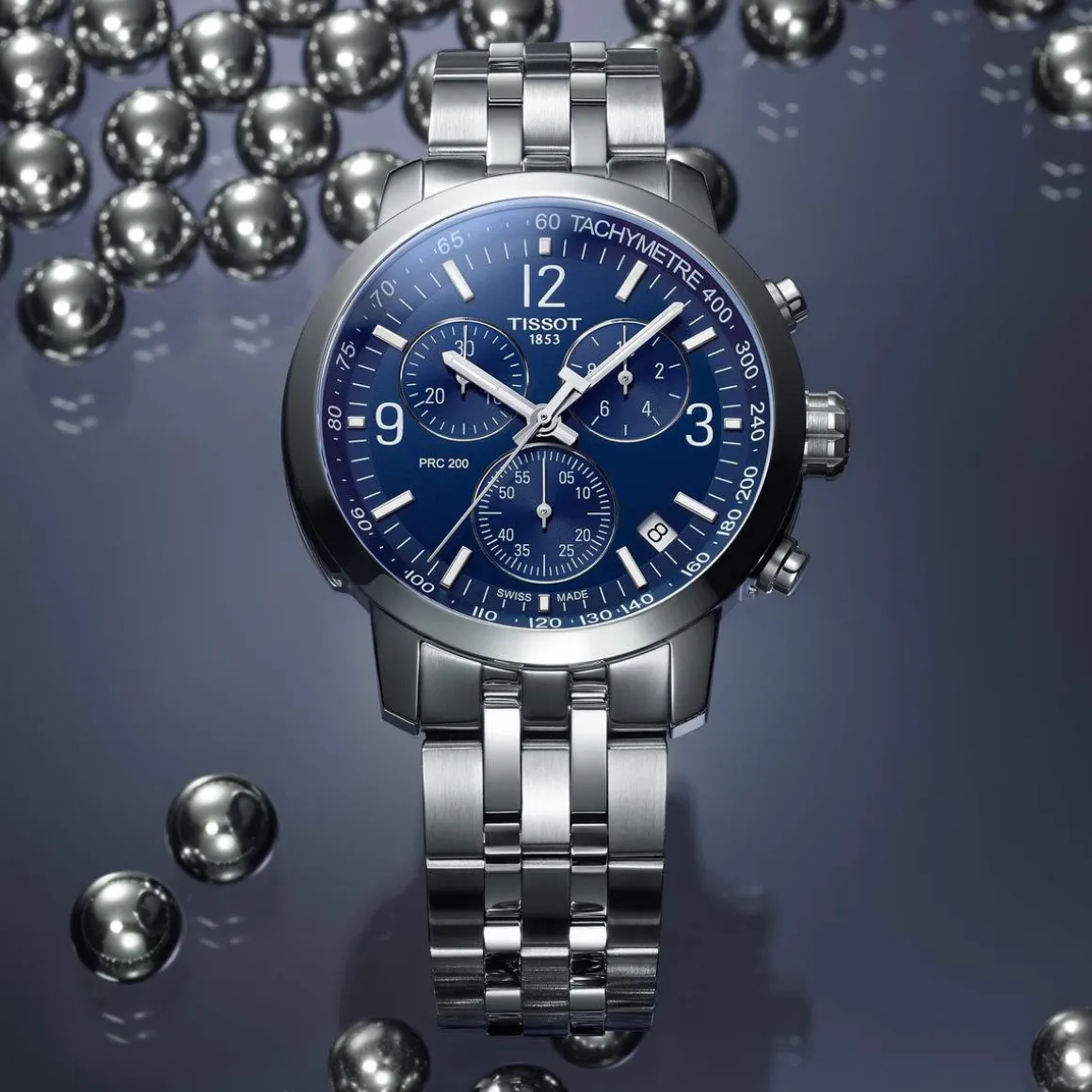 Montre TISSOT T-SPORT PRC 200 homme cadran bleu bracelet acier inoxydable