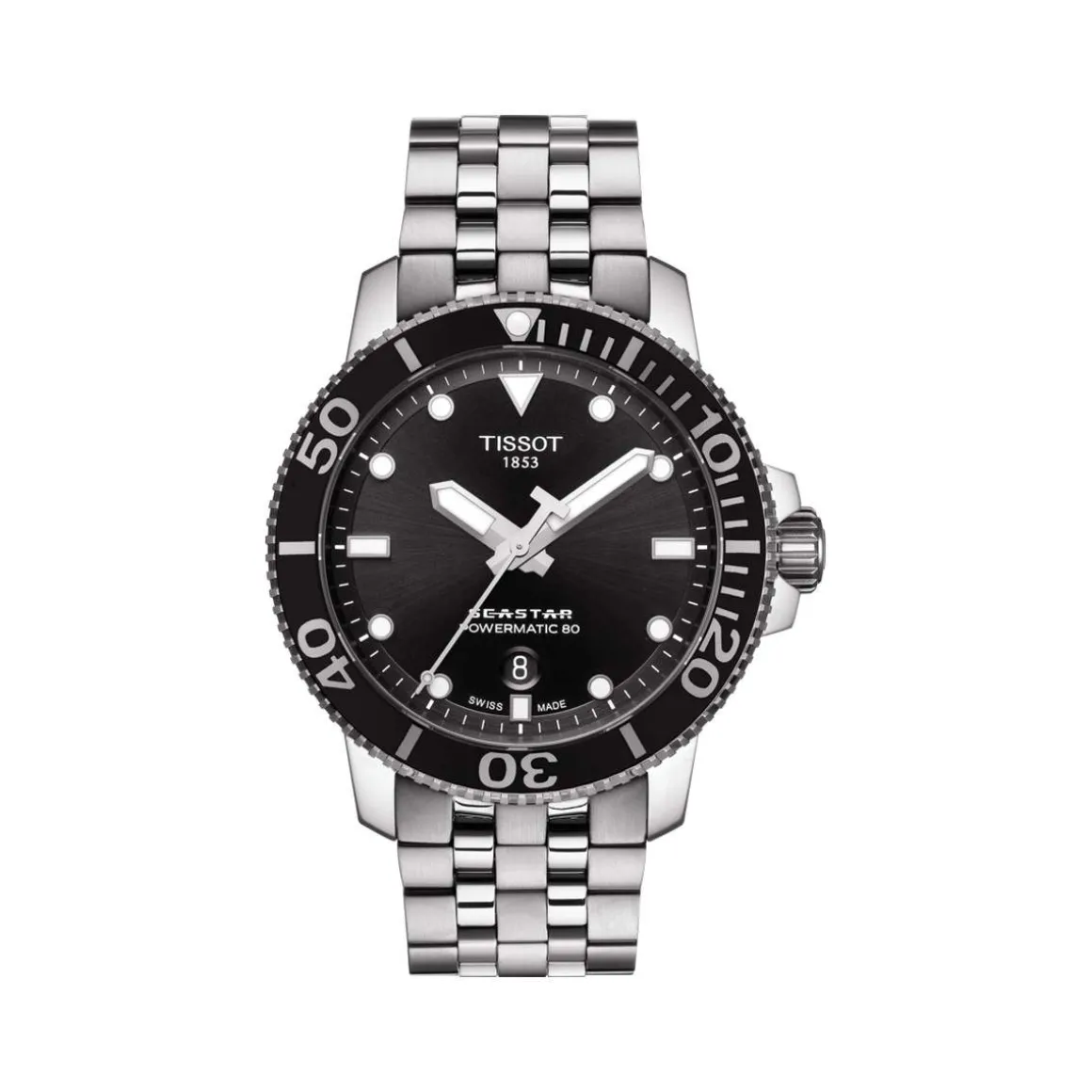 Montre TISSOT T-SPORT SEASTAR 1000 homme automatique cadran noir bracelet acier inoxydable