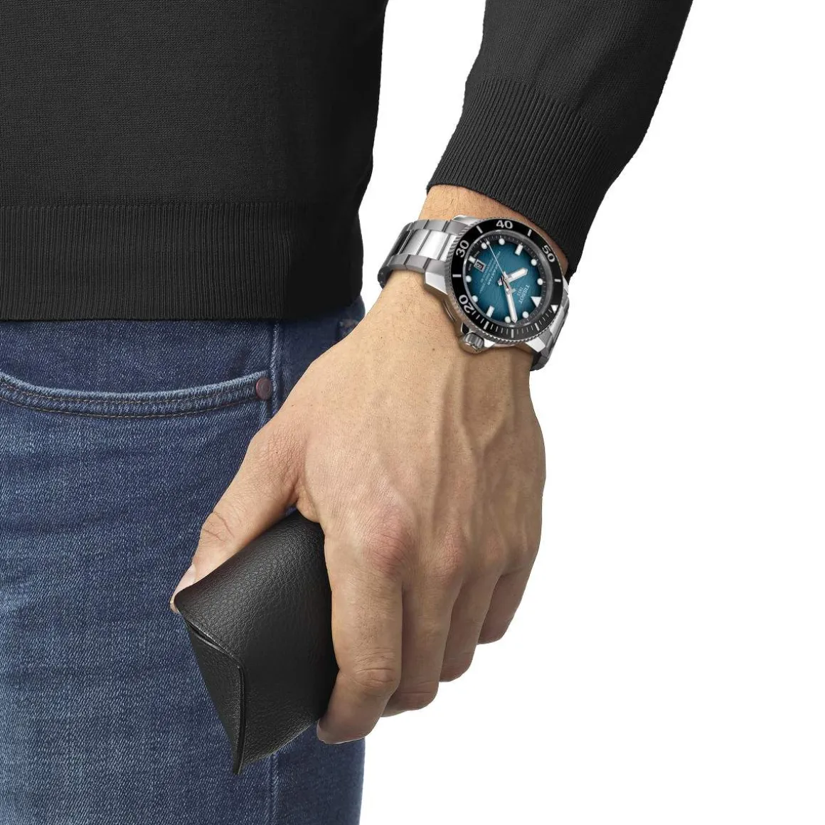 Montre TISSOT T-SPORT SEASTAR 2000 POWERMATIC 80 homme automatique cadran bleu bracelet acier inoxydable