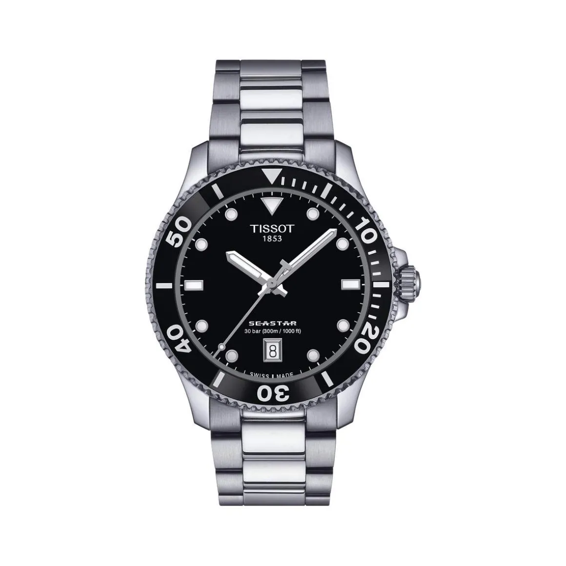 Montre TISSOT T-SPORT SEASTAR 1000 mixte cadran noir bracelet acier inoxydable