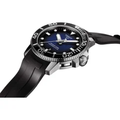 Montre TISSOT T-SPORT SEASTER 1000 homme automatique cadran bleu bracelet synthétique noir