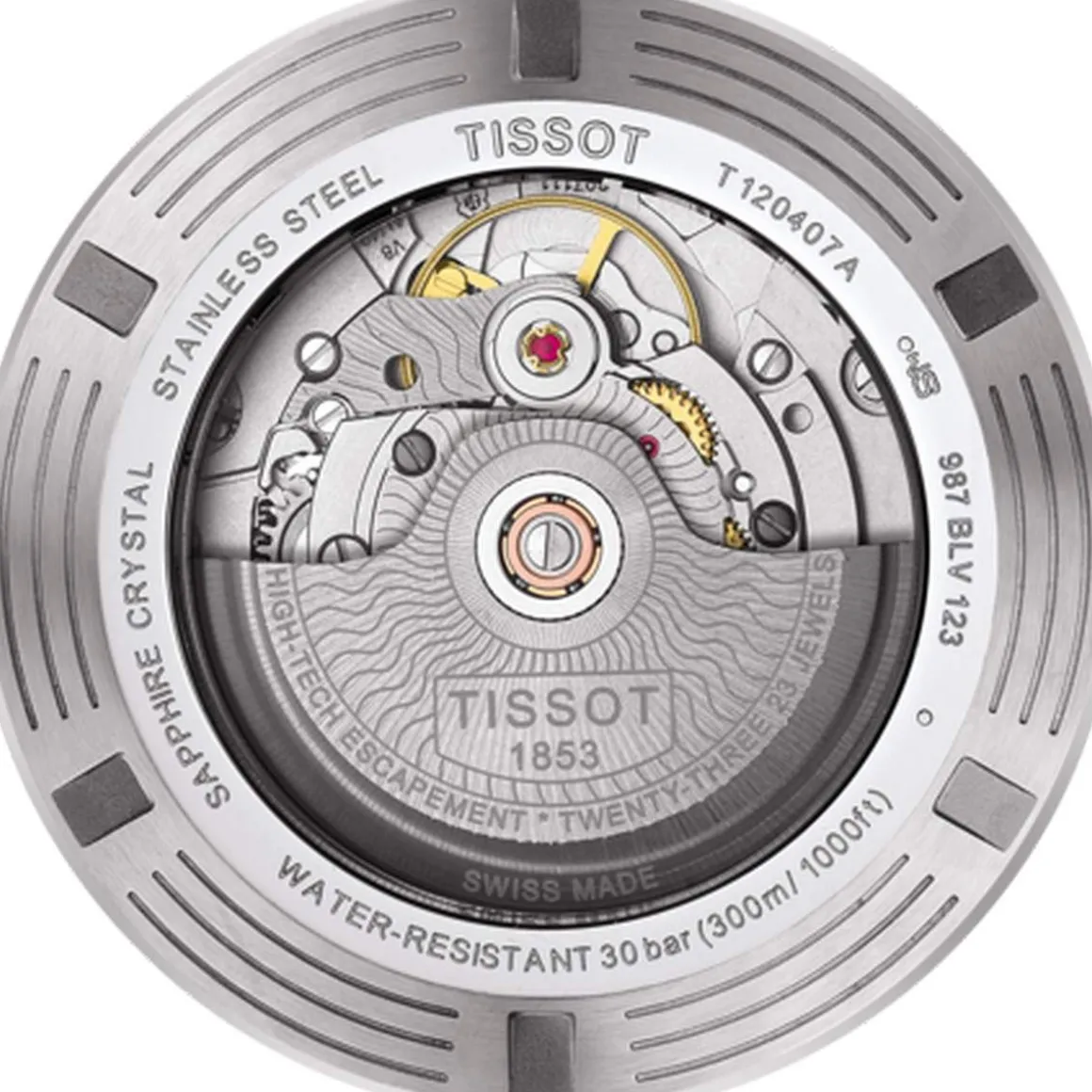 Montre TISSOT T-SPORT SEASTER 1000 homme automatique cadran bleu bracelet synthétique noir