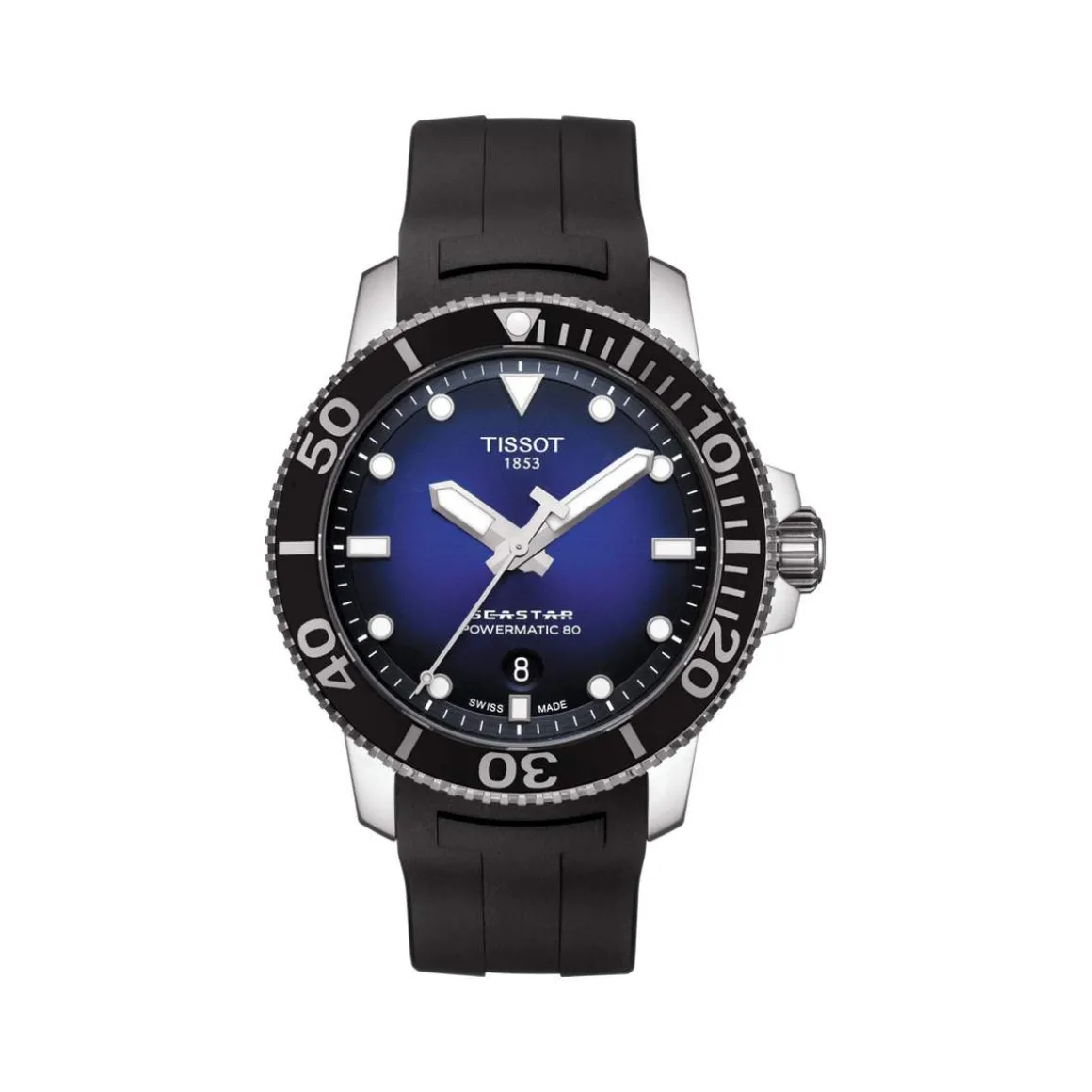 Montre TISSOT T-SPORT SEASTER 1000 homme automatique cadran bleu bracelet synthétique noir